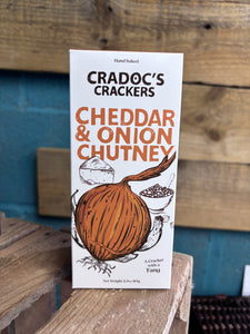 Crackers with Cheddar and Onion Chutney